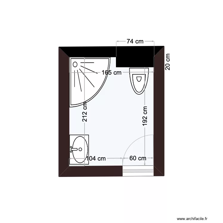 Salle d'eau. Plan de 