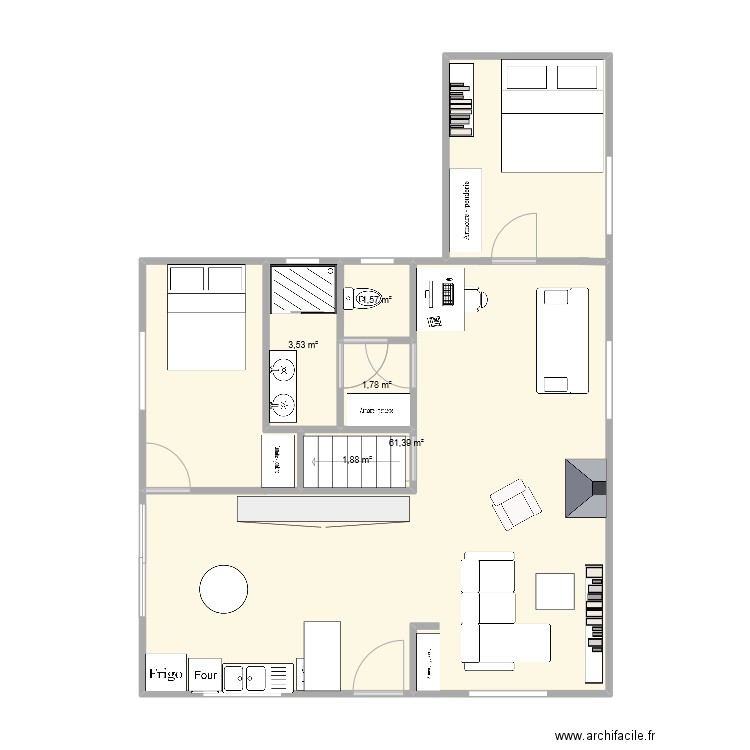 Plan Maison Laurene v2. Plan de 5 pièces et 70 m2