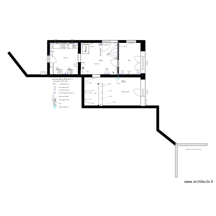 Les MANADES / Restaurant. Plan de 4 pièces et 59 m2
