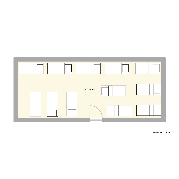 dortoir grands. Plan de 1 pièce et 34 m2