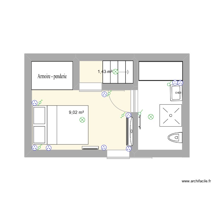 chambre. Plan de 0 pièce et 0 m2