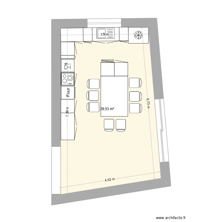 New Kitchen. Plan de 1 pièce et 30 m2
