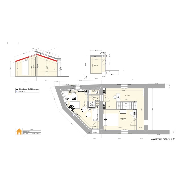 bureau 1. Plan de 10 pièces et 63 m2
