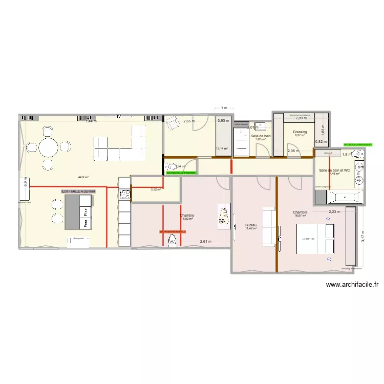 Version entrée réduite WC/placard. Plan de 10 et 124 m² Version entrée réduite WC/placard. Plan de 10 et 124 m²