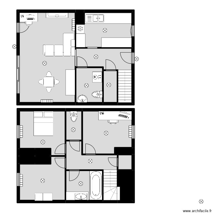 Plan HA. Plan de 19 pièces et 152 m2