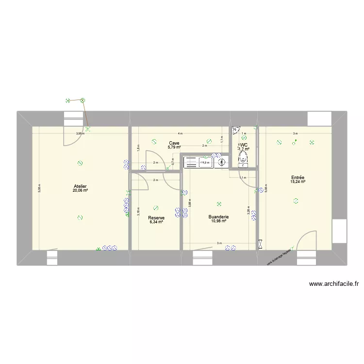 RDC sud ouest elec. Plan de 6  et 60 m²