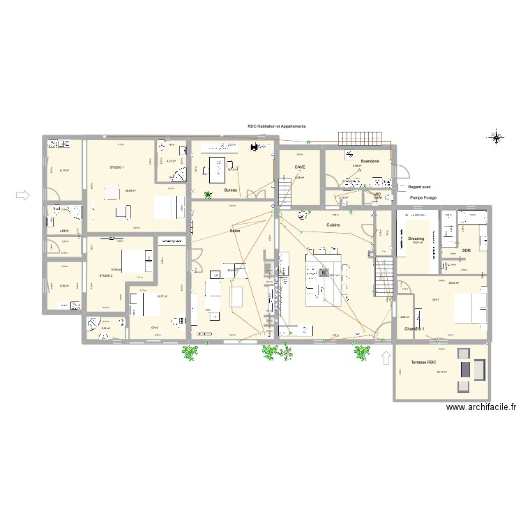 plans 1 er étage  1. Plan de 19 pièces et 288 m2