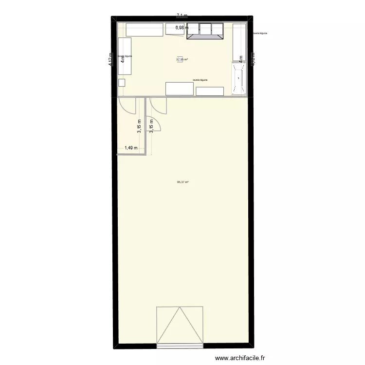 Plan du laboratoire conserverie legumiere v3. Plan de 2  et 153 m²