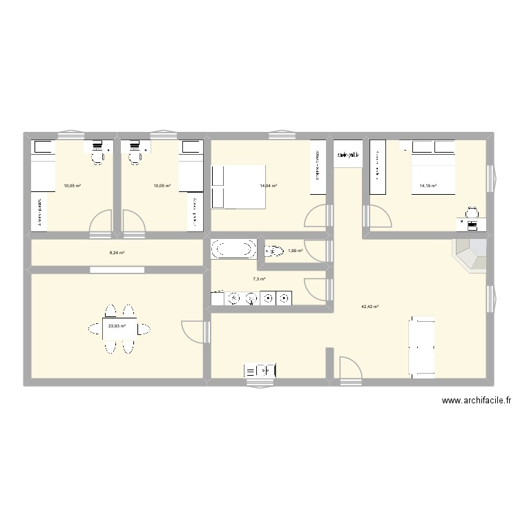 maison 3. Plan de 9 pièces et 130 m2