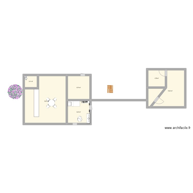 Premier essai. Plan de 6 pièces et 70 m2