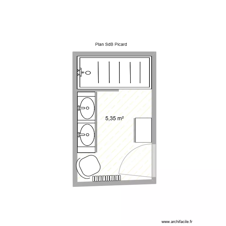 SdB Picard. Plan de 1 pièce et 5 m²