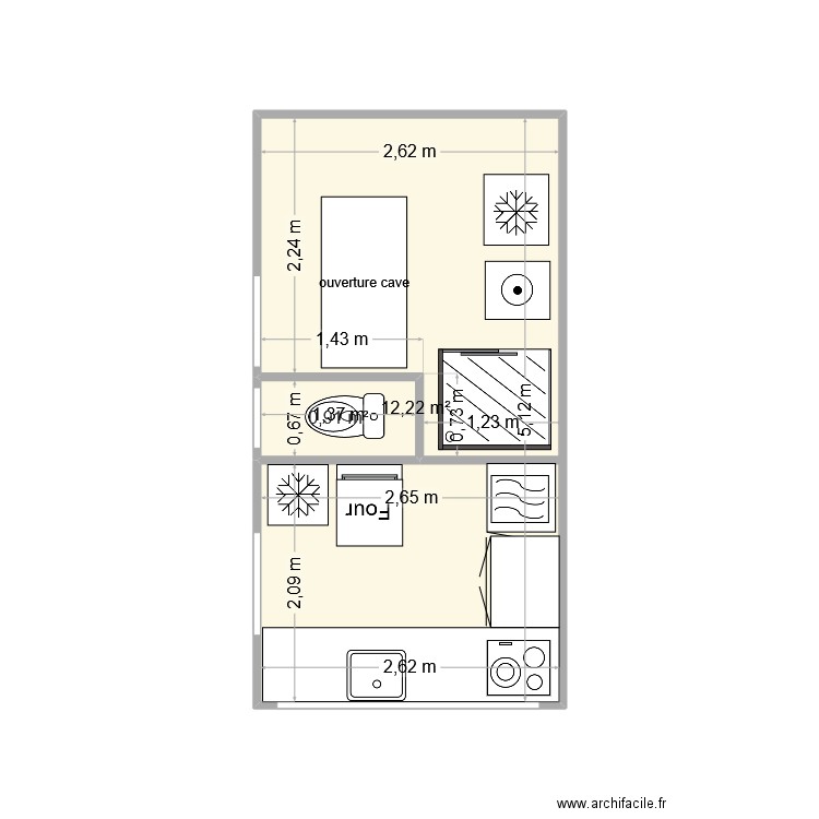 essai1. Plan de 2 pièces et 13 m2