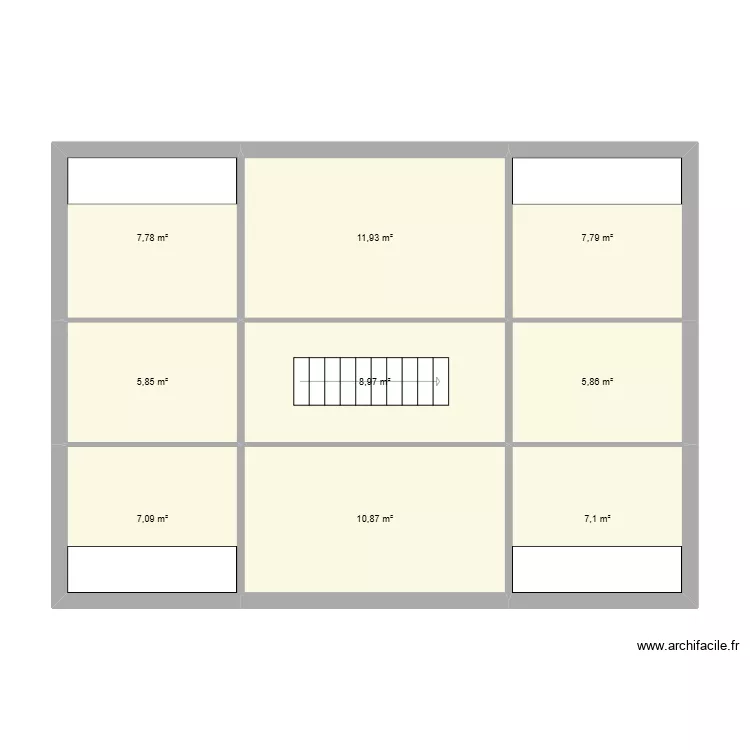 Combles. Plan de 9  et 73 m²