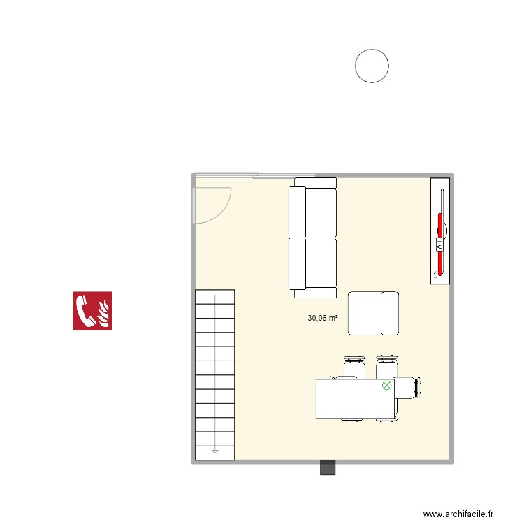 meuble. Plan de 1 pièce et 30 m2