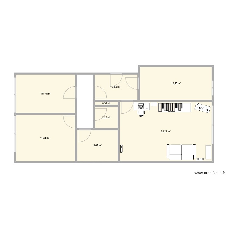 MAISON. Plan de 8 pièces et 70 m2
