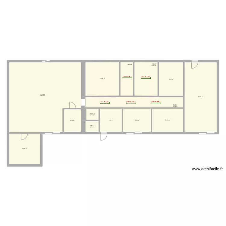 Ferme thorey. Plan de 14 pièces et 234 m² Ferme thorey. Plan de 14 pièces et 234 m²