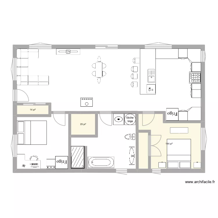 28x42 modifi&eacute; 2. Plan de 3  et 17 m²