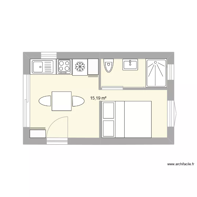 STUDIO 2. Plan de 1 et 15 m² STUDIO 2. Plan de 1 et 15 m²