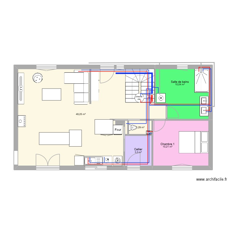 LILIAN. Plan de 5 pièces et 73 m2