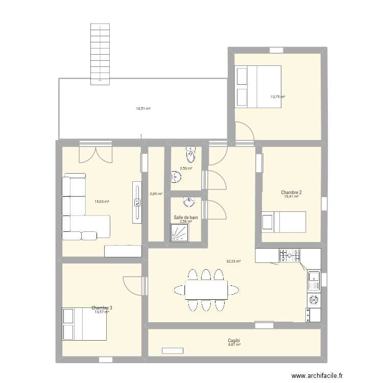 Proto bibi 1. Plan de 10 pièces et 121 m2