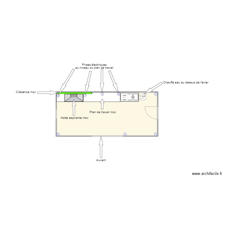 bungalow. Plan de 1 pièce et 18 m2