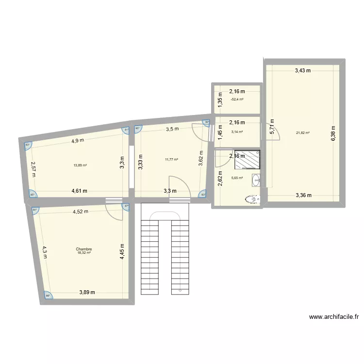 appartement Mamie 1er &eacute;tage. Plan de 7 Pièces et 78 m²