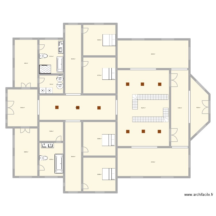 manoir 1er étage. Plan de 19 pièces et 575 m2