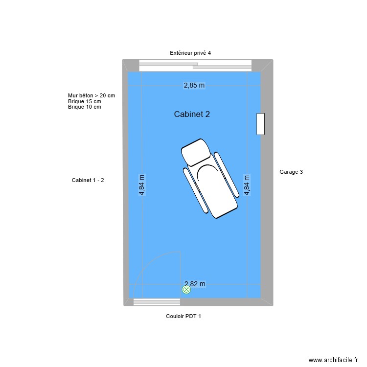 10484 Cabinet 2. Plan de 1 pièce et 14 m2