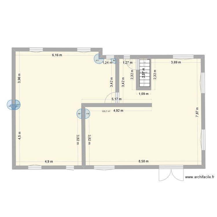 vierge 19 claudel. Plan de 2 pièces et 107 m2