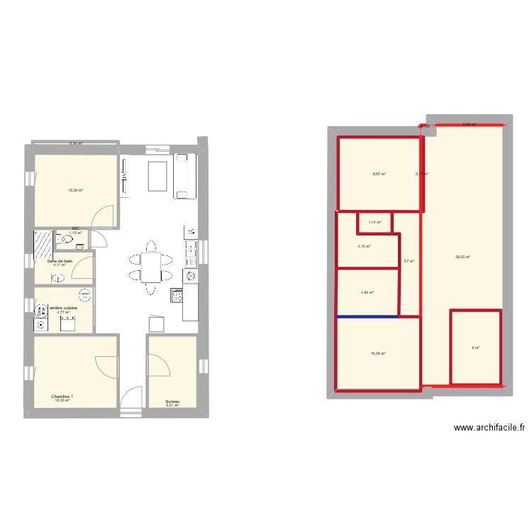 maison 2. Plan de 18 pièces et 113 m2