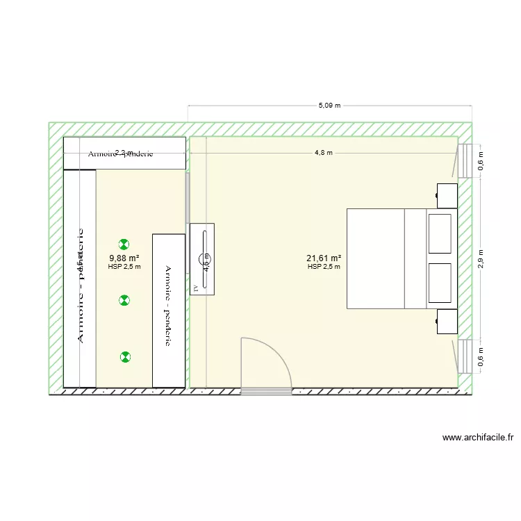 esquisse 1. Plan de 2 pièces et 31 m²