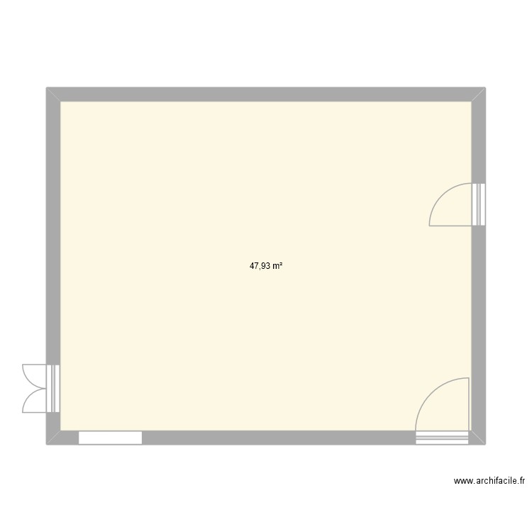 Extention. Plan de 1 pièce et 48 m2