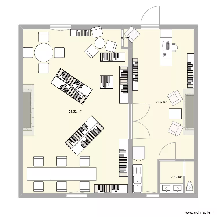 Médiathèque Caudrot. Plan de 4 Pièces et 63 m² Médiathèque Caudrot. Plan de 4 Pièces et 63 m²