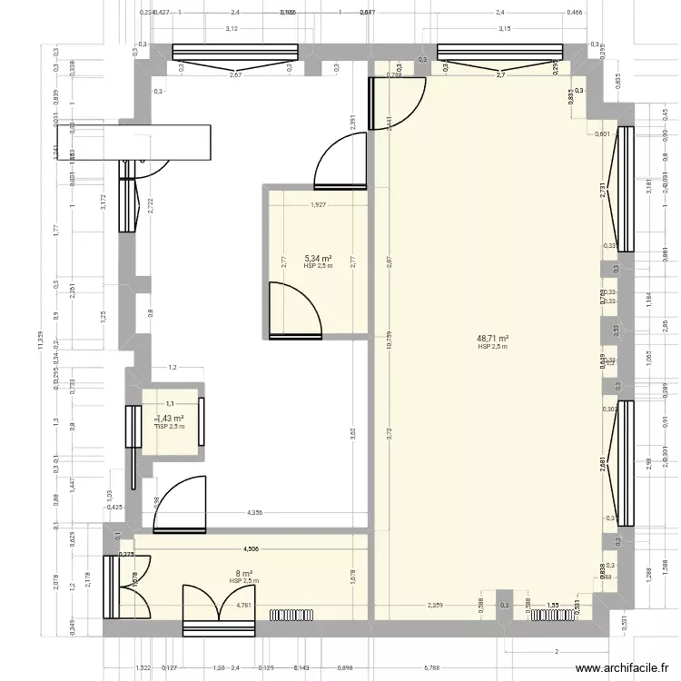 salon PETITIER suite4. Plan de 4 Pièces et 63 m²