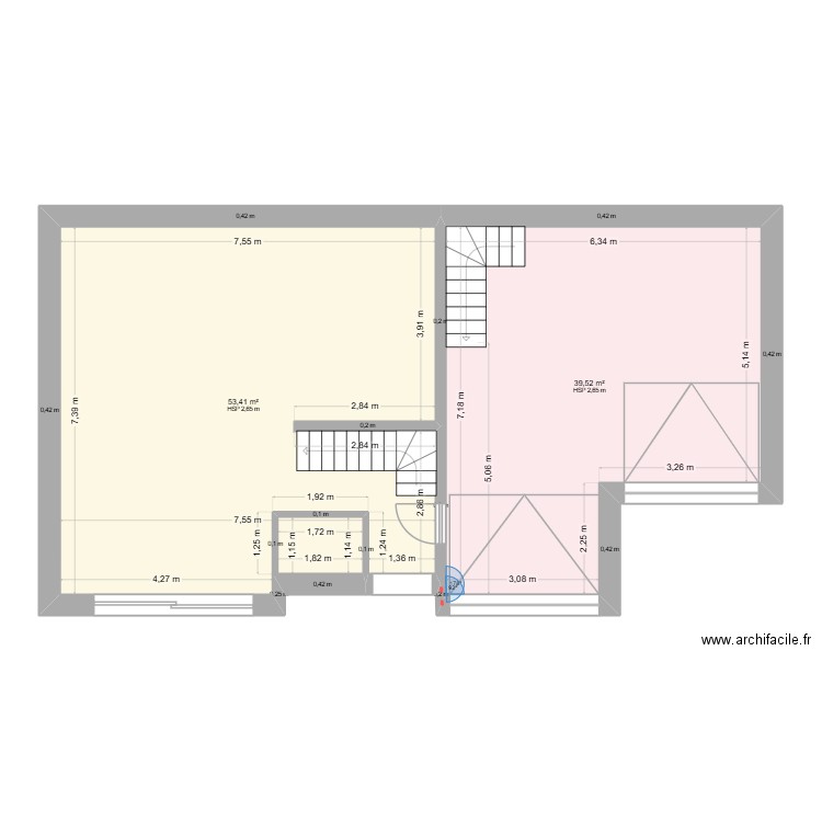 ArchiFacile PRO. Plan de 2 pièces et 93 m2