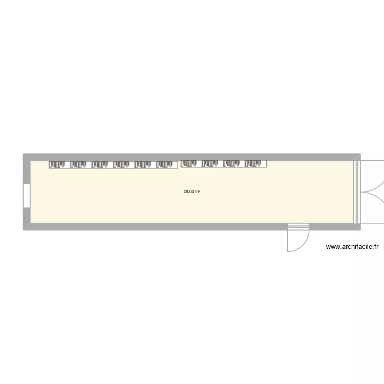Conteneur bibliothèque. Plan de 1 Pièce et 28 m² Conteneur bibliothèque. Plan de 1 Pièce et 28 m²