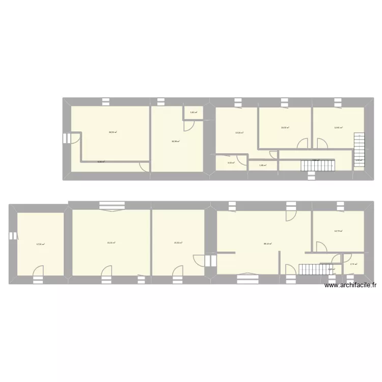 Bodrezal. Plan de 18 pièces et 230 m²