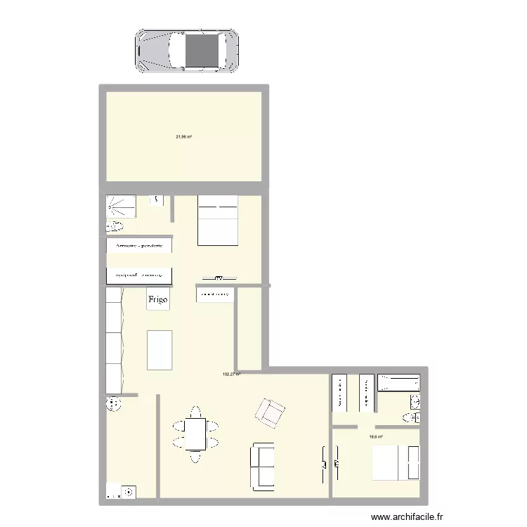 native 1. Plan de 3  et 141 m²