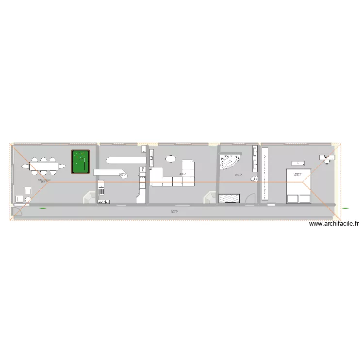 Villa. Plan de 6  et 217 m²
