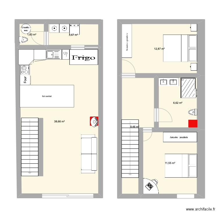 Maison Vergeze. Plan de 7 pièces et 85 m2