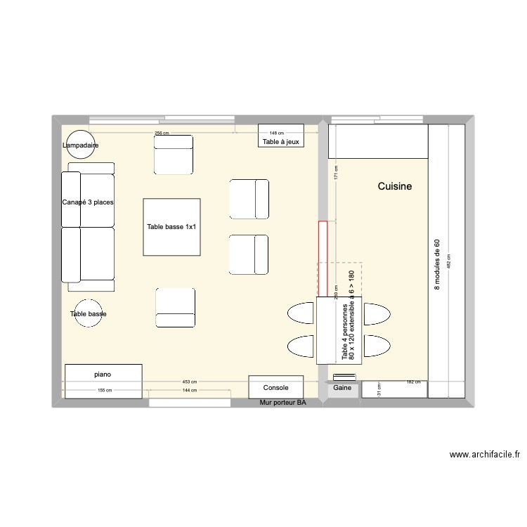 Plan n°2. Plan de 3 pièces et 33 m2