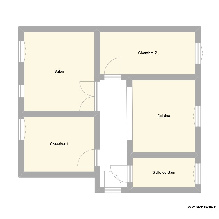 84 CB. Plan de 5 pièces et 45 m2