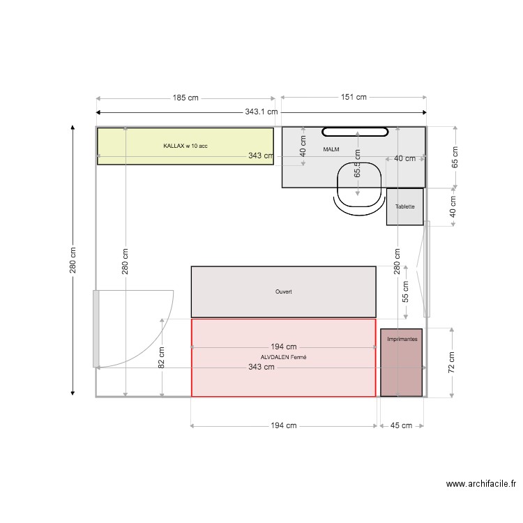 Bureau Cancale MALM. Plan de 1 pièce et 10 m2