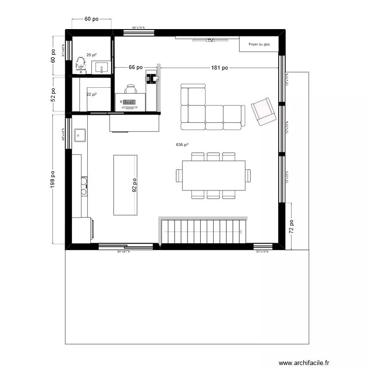 C&eacute;line Anctil &eacute;tage. Plan de 3 Pièces et 63 m²