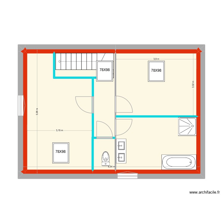 BRETON ETAGE. Plan de 0 pièce et 0 m2