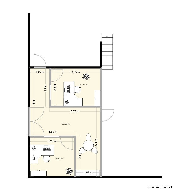 agrimeca. Plan de 3 pièces et 40 m2