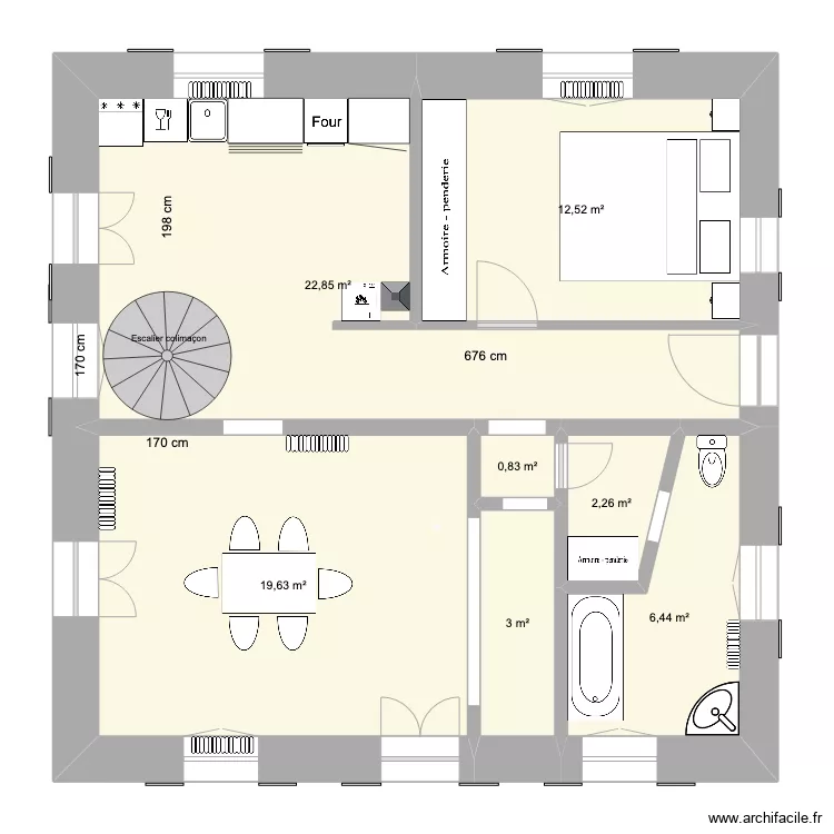 Bron 1er &eacute;tage apr&egrave;s travaux. Plan de 