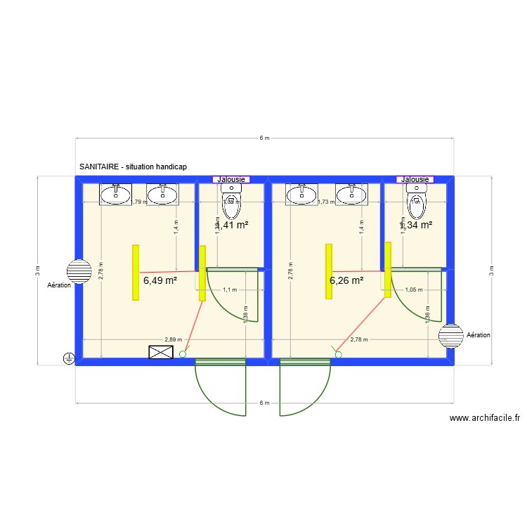 CCAS DE KOUMAC. Plan de 4 pièces et 16 m2