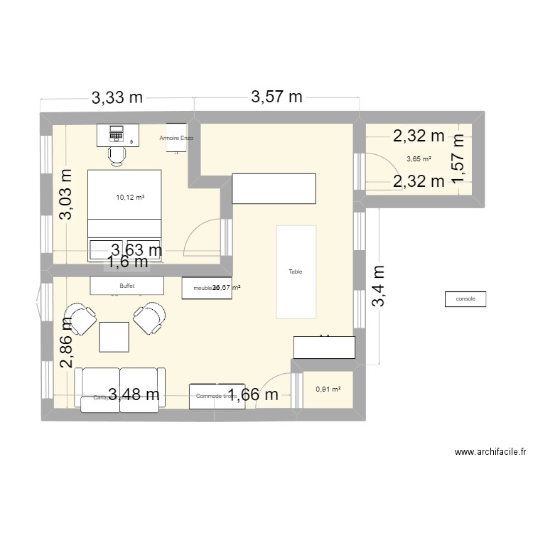 Notre appartement 2. Plan de 4 pièces et 41 m2
