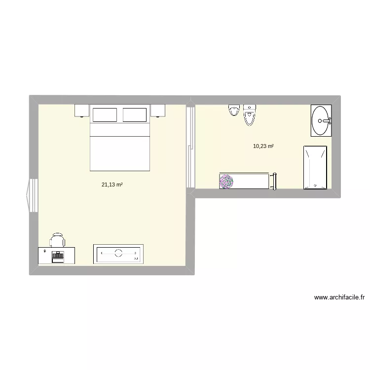 myriam. Plan de 2  et 31 m²